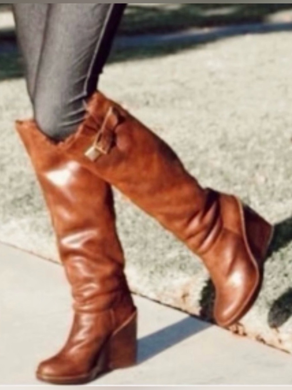 Michael Kors “Calista” Women's Tall Wedge Wide Calf Soft Leather Boots